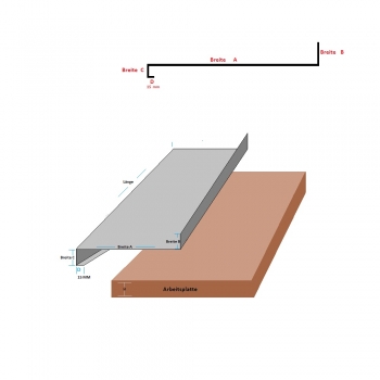 Edelstahl 1.0 mm Abdeckung 5wl für eine Küchenarbeitsplatte bis 2500mm Länge